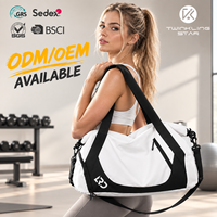 Sac de sport avec compartiment à chaussures, poche avant zippée, sangle d'épaule réglable et passant pour bagage, idéal pour le yoga, les voyages, le sport et le fitness