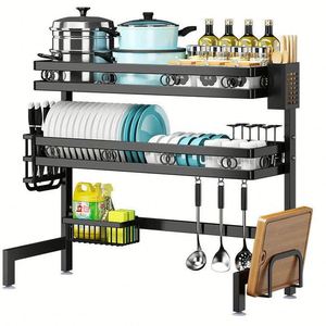Estante Escurridor de Platos de Dos Niveles con Tapa Abatible para Fregadero, Soporte de Almacenamiento de Dos Capas, ¡Venta Caliente! - Product Image 4