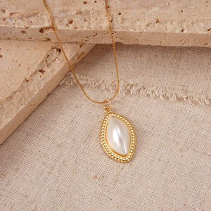 Collar de Perlas Artificiales con Forma de Gota de Agua para Mujer, Acero Inoxidable 304, Chapado al Vacío, Cadena de Cable Resistente a la Decoloración - Product Image 6