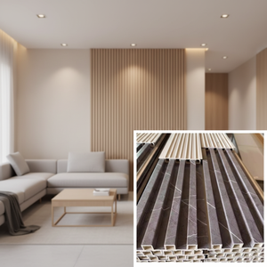 Panneau mural WPC résistant à l'eau avec grille brossée antidérapante, <span class=keywords><strong>prix</strong></span> abordable, pour murs intérieurs <span class=keywords><strong>de</strong></span> salle <span class=keywords><strong>de</strong></span> bain et façades - Product Image 1