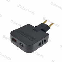 Adaptateur de chargeurs d'extension EU 4 en 1, convertisseur de prise rotatif à 180 degrés pour la charge de téléphone portable avec prise USB et type C
