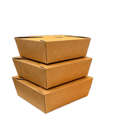 Contenitore per Alimenti in Carta Kraft Ecologico, Biodegradabile, Impermeabile, Rettangolare, con Goffratura, per Asporto