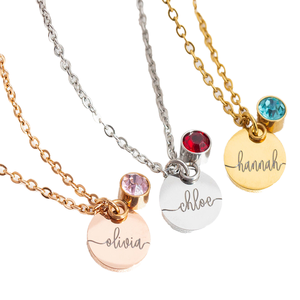 Personal isierte Edelstahl Birth stone Anhänger Halskette Custom <span class=keywords><strong>Name</strong></span> und Logo mit Zirkon Stein zum Jubiläum - Product Image 4