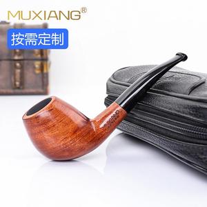 Muxiang Wooden Smoking Pipe Bent Type 9mm Duct Tobacco Pipe Personal Gift - Product Image 1