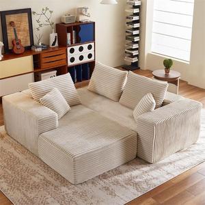 Divano Letto Moderno di Lusso per Soggiorno, Set di Mobili a Forma di L, <span class=keywords><strong>2</strong></span>-3 Posti, in Corduroy, Design Angolare Componibile Senza Struttura Rigida - Product Image 6
