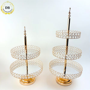 Espositore per Cupcake Rotondo in <span class=keywords><strong>Argento</strong></span> a 2 Piani, Vassoio per Dessert a 3 Livelli con Specchio e Manico - Product Image 2