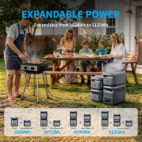 Générateur solaire ABOK US EU 1800W MPPT LiFePO4 1024Wh, charge rapide, contrôle par application, station d'alimentation portable pour la maison, le camping-car, la voiture, l'extérieur