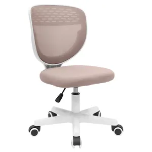 Modern Style Armless Mesh Task Chair with Wheels Cute Kids Desk Chair Home Bedroom School Swivel Rolling Computer Chair Office