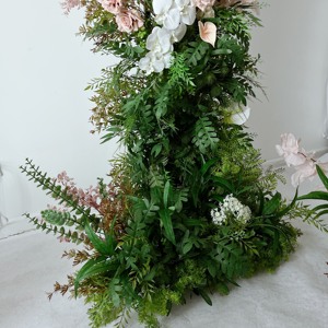 Градиент Розовая белая вишневая Роза туман и зеленый лист 3D искусственный цветочный ряд бегун свадьба и вечеринка домашний декор Цветочная Роговая арка - Product Image 4