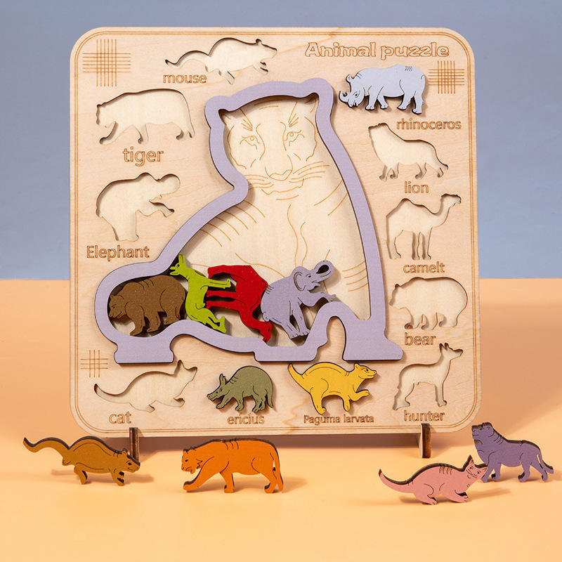 Custom Children 3D DIY Wooden Cartoon Dinosaur Animal Puzzle Board ...