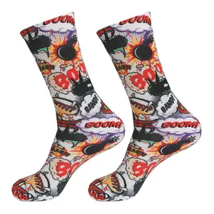 Chaussettes de sublimation High Crew Cut Chaussettes d'impression numérique 3D Conçoit sur mesure Chaussettes OEM