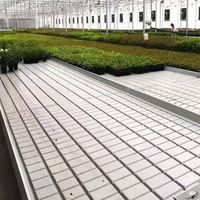 Grande serre agricole multi-chapelles en polycarbonate à toit arqué/Venlo avec système de bancs roulants à flux et reflux