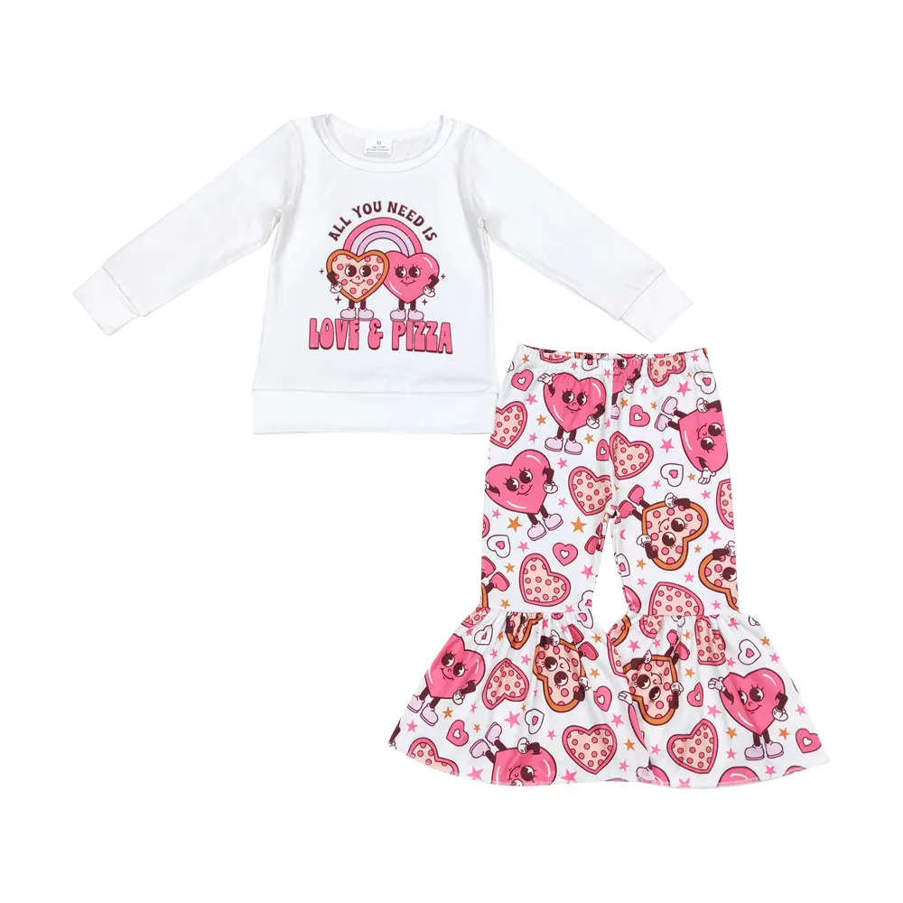 Tất cả bạn cần là sống & bánh pizza cô gái valentine của quần áo đặt RTS bán buôn Toddler Boutique bé gái lễ hội quần áo