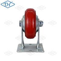 Roue pivotante rigide en fonte de fer Dihua de moyenne capacité avec roulement à billes, 3-6 pouces, roue de type V galvanisée rouge pour chariot d'usine de teinture textile