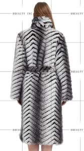 <b>Women's</b> Casual Winter Coat Fluffy Faux Fur Overcoat with Belt Printed Lapel High Street Style Long Loose Woven Clothing - Product Image 4