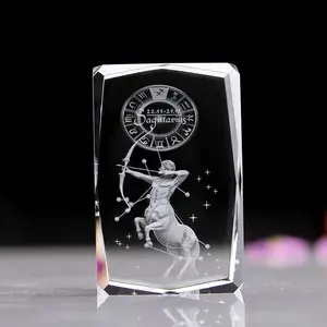 Ready to ship Professional Wholesale Crafts 12 Zodiac constellation Aries Scorpio Libra 3d laser engraving crystal gifts