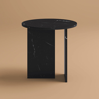 Nero marquina – table basse en marbre noir, meuble de salon, table basse en pierre à bout rond