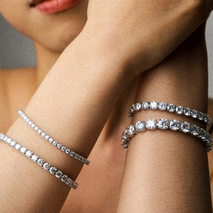 Vòng tay tennis bạc nữ 925 sterling, mặt tròn, zircon cầu vồng 1.5mm/1.75mm/2mm/3mm, mạ vàng 18k, dành cho nam - Product Image 6