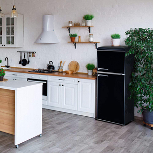 Réfrigérateur rétro pour la maison et la cuisine, petit électroménager, style européen, rouge et noir, à double porte, trois portes - Product Image 3