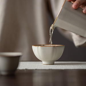 Taza de té de cerámica estilo retro Ru, color beige, de porcelana, para degustación de té, ideal para el té de la tarde. - Product Image 4