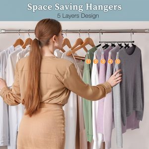 Cintres gain de place 5 couches en métal avec rembourrage en mousse EVA, antidérapants, pour sweat-shirts, chemisiers, manteaux, robes et chemises, organisateur <span class=keywords><strong>multi</strong></span>-chemises - Product Image 3
