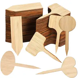 Marqueurs de plantes en bambou décoratifs de <span class=keywords><strong>jardin</strong></span> extérieur personnalisables bâtonnets de pot biodégradables avec boîte d'emballage espaces intérieurs utilisation en cuisine - Product Image 1