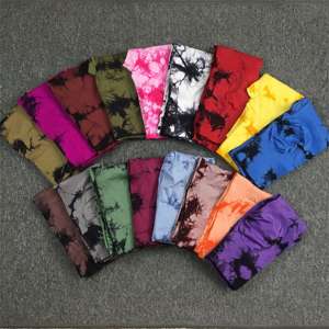 女性のためのシームレスな絞り染めプリントスクランチバットヨガレギンスハイウエスト腕立て伏せスポーツワークアウトタイツ通気性フィットネスパンツ - Product Image 2