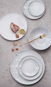 Ensemble de <span class=keywords><strong>vaisselle</strong></span> en céramique blanc moucheté, style rétro vintage, motif géométrique en relief, idéal pour les mariages - Vente en gros - Product Image 5