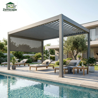Pergola motorisée intelligente en aluminium avec lames orientables résistantes au vent et écrans latéraux - Gazebo de jardin pour la cour arrière, écologique et durable