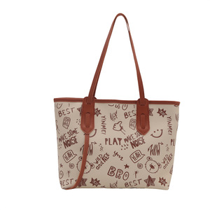 Borsa con chiusura a Zip di alta qualità da donna in pelle di alta qualità 2025 stile Vintage borsetta con chiusura a mano a due manici Design alla moda <span class=keywords><strong>Graffiti</strong></span> - Product Image 6