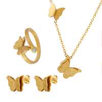 Juego de Joyería de Acero Inoxidable Dorado con Circonitas, Collar, Pulsera y Aretes a Juego, Hipoalergénico, Resistente al Agua, Juego de Regalo OEM