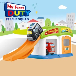 <strong>My</strong> <strong>First</strong> Duty Squad Portable City Track Set with Freewheel Cars Easy Push and Go Toy for Toddlers <strong>on</strong> the Go Travel Play - Product Image 2