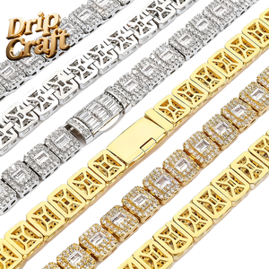 Collares y Pulseras para Hombre con Diseño Hip Hop, Chapado en Oro, Corte Princesa, Cierre Abatible de 7.5mm, Incrustaciones Mixtas de Zirconia Cuadrada en Forma de T y Estilo Rock <span class=keywords><strong>Candy</strong></span> - Product Image 3