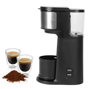 Mr. صانع القهوة الساخنة ، ماكينة تقديم واحدة وموقد قهوة قابل لإعادة الاستخدام ، أسود