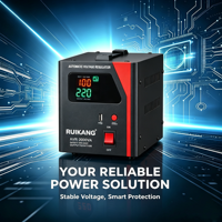 Stabilisateur de tension automatique monophasé 220V CA avec écran LCD, contrôle par relais, bobinage en aluminium, protection contre les surtensions et temporisation