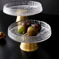 Plat à fruits en verre peint à la main avec bordure dorée, style nordique, luxe léger, moderne, pour salon