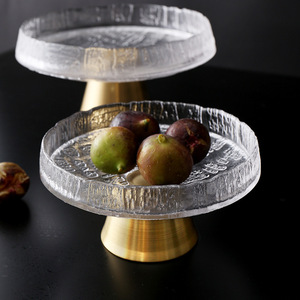 Plat à fruits en verre peint à la main avec bordure dorée, style nordique, luxe léger, moderne, pour salon - Product Image 2