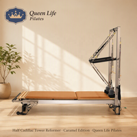 Queenlife Instructor Reformer Pilates Half Cadillac Trapeze Table Bed con Estructura de Aluminio, 8 Resortes Alemanes, Polea Solen y Barra Ajustable