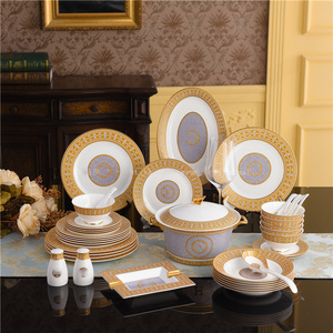 Wholesale Luxury Tableware Dinnerware <b>Set</b> Scenic Royal Western Ceramic Bone China 58 Pcs Gift Box Customizable Minimalist - Product Image 6