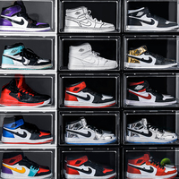 En gros Logo Personnalisé Acrylique Empilable Transparent Magnétique Clair Sneaker chaussure boîte de rangement organisateur sneaker caisses boîte de rangement