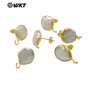 WT-JF329 Perla Orecchino Della Vite Prigioniera Dei Monili del Connettore Formato Casuale Orecchino di Perla Che Fanno In Oro Con Cornice di <span class=keywords><strong>Perle</strong></span> Accessori di Risultati Dei Monili - Product Image 4