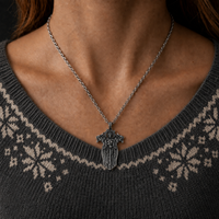 Collier Pendentif Valfiure Nordique en Acier Inoxydable 316L, Argent Vieilli, Bijou Amulette Guerrier Viking Nordique pour Hommes et Femmes, Vente en Gros