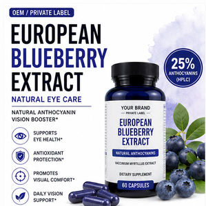 Capsules d'extrait de <span class=keywords><strong>myrtille</strong></span> - Anthocyanine naturelle de qualité alimentaire 25% - Stimulant de <span class=keywords><strong>la</strong></span> <span class=keywords><strong>vision</strong></span> <span class=keywords><strong>pour</strong></span> le confort oculaire numérique - Conformité aux normes européennes - Conditionnement en fût - Product Image 2