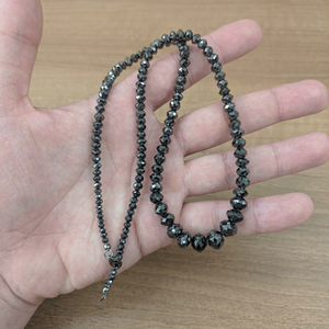 Collier ras du cou en diamants naturels noirs, perles facettées rondelles de 38 mm, qualité AAA, 16 pouces, perles de diamant véritables - Product Image 1