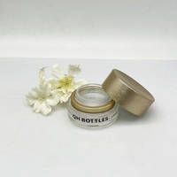 Pot cosmétique en verre transparent à profil bas avec bouchon doré brossé électroplaqué, emballage pour crème contour des yeux, impression personnalisée
