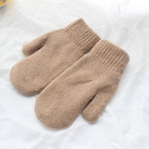 Sarung tangan wanita, warna Solid, jari penuh berlapis bulu, musim gugur musim dingin, sarung tangan rajut, benang Angora, campuran, tebal, luar ruangan - Product Image 5