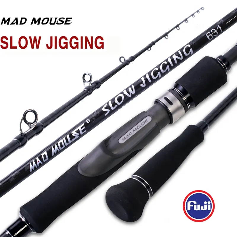 MADMOUSE-caña de pesca de agua salada, piezas completas de Fuji, varilla de Jigging lenta de 6 ", 3 Jig peso 80-350G, 15kg, envío/Lanzamiento, Japón