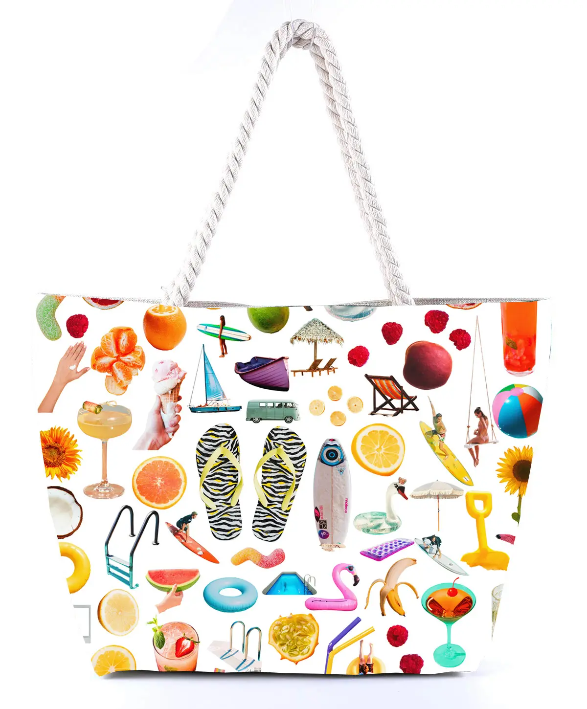 2023 factory low quantity new designer custom printed shoulder beach tote bags with rope handle