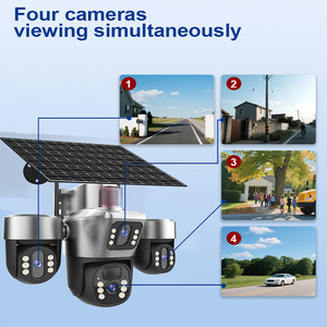 กล้องวงจรปิดพลังงานแสงอาทิตย์แบบไร้สาย 4 เลนส์ CMOS ความละเอียด 12MP รองรับซิมการ์ด 4G พร้อมระบบมองกลางคืนแบบ Solar Night Vision  OEM PTZ CCTV - Product Image 3
