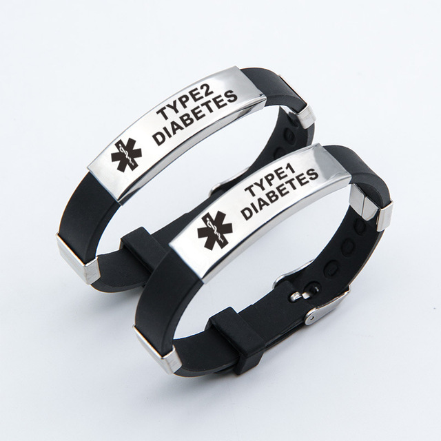 Custom Engraved Medical Bracelet Silicone Adjustable Sport Name ID Identification Alert Bracelet for Men Women